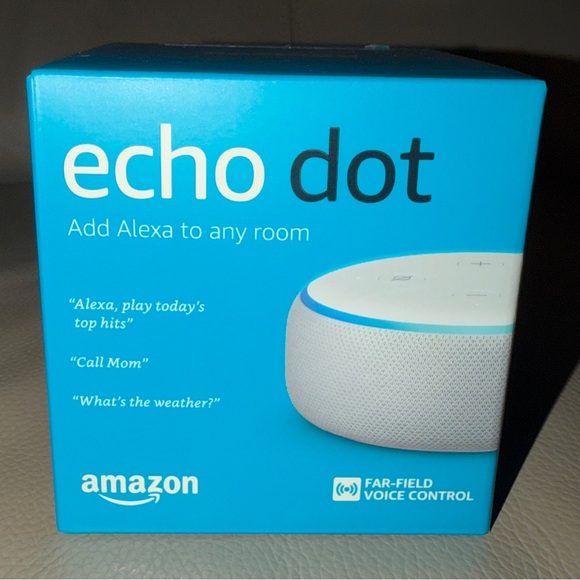 New ECHO DOT WITH ALEXA 3RD GENERATION /15W POWER ADAPTOR by Amazon, White/Blue - Picture 1 of 10